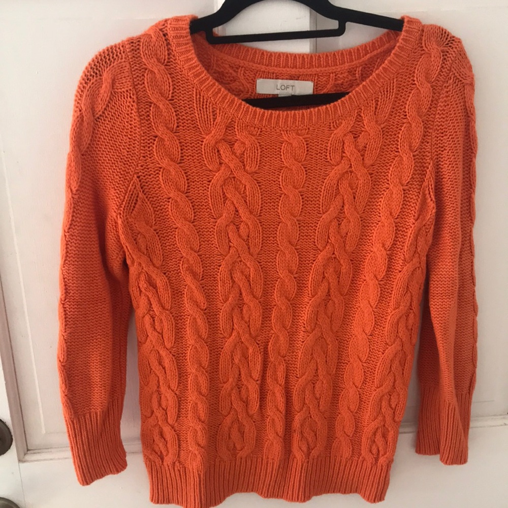 Loft Orange Cable-nit Sweater